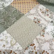 COZY SHABBY COTTAGE CHIC VINTAGE YELLOW WHITE SAGE GREEN COUNTRY SOFT QUILT SET
