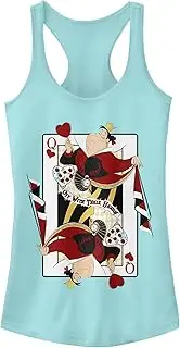 Disney Girls Alice in Wonderland Queen of Hearts Playing Card Juniors Racerback Tank, Cancun, Small