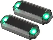 Universal Car Solar Power Simulated Dummy Alarm Auto Security Anti-Theft LED Flashing Warning Light Fake Lamp Black Shell Green (Set of 2) Auto Replacement Parts