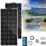 2 * 200w 400w 18v Solar Panels,Flexible Solar Panels,Solar Panel Kit for Home,30/40/50/60a Controller,for Boat,Car,Caravan,Rv,Fishing Boat,Cabin,Tent,Outdoor Power Supply,30A