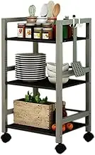 Home Kitchen Storage Trolley Kitchen Trolley Stainless Steel 3 Tiered Storage Wheels Fruit Vegetable Rack(Silver40*32 * 75cm)