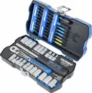 Kincrome 49-PIECE METRIC/AF LOK ON SOCKET SET K27004 1/4” Drive, Magnetic Tips