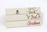 Our First Christmas Photo Frame Rustic Wooden Farmhouse Holiday NWT