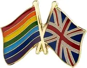 [Pinstant] Gay LGBTQ Rainbow Pride UK United Kingdom Britain British England English National Flag Crossed Flags Friendship Love Alliance Allies 1" Enamel Pin, 1 Inch, Enamel, enamel