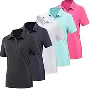 [TVKSOM] Women's Golf Polo Shirts Lightweight Moisture Wicking Short Sleeve Shirt Quick Dry Athletic Tennis Tops