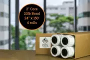 4 Rolls 24"x150' 20lb Bond HP DesignJet Plotter Paper 2" core Bright White