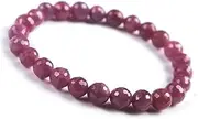 [Stone-Beads] 7mm Red Natural Ruby Gemstone Crystal Faced Round Bead Stretch Woman Men Bracelet AAAA, Gemstone