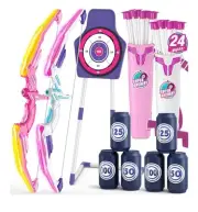 New 2 Pack Bow & Arrow - Kids 4-6, LED Light Up, 24 Suction Cup Arrows, 1 Target