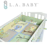 在飛比找PChome24h購物優惠-【L.A. Baby】貓頭鷹純棉八件組寢具（L）(淺綠色)