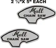 DX MALL CHAIN SAW 2= VINYL DECAL SILVER & BLACK 2 1/2" X 5" EACH