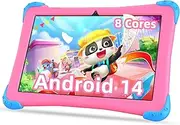 2025 Android 14 Kids Tablet 10 inch Tablet for Kids 3-14, Octa-core, 64GB(128GB Expansion), WiFi 6, 6000mAh, Ad-Free Content, Parental Controls, Google Kids Space, YouTube Kids, GMS with Case