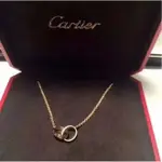 CARTIER 卡地亞項鍊 18K玫瑰金 LOVE無鑽雙環 鎖骨項鍊B7212300