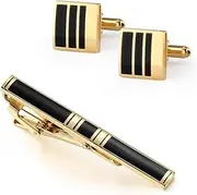[KUHBDIE] Men's Business Tie Clip Cufflink Set French Vine Copper Cufflinks Fashion Enamel Collar Clip