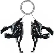 RainFlowwer Bicycle Brake Levers Shifter, 3x7 21 Speed Mountain Bike shifters Set with Gear Indicator,Cable Thumb Derailleur Lever Transmission for Moutain Bike, Road Bike, MTB