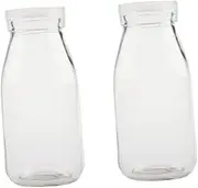 Small Glass Bottle 250ml Heat Resistant Milk Containers Lids for Yogurt Beverage