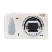 Digital Camera, 4K 64MP Digital Point and Shoot Camera with 18x Zoom, 2.8in Screen, LED Fill Light, Compact for Travel School Vlog Wedding, White