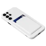 For Samsung Galaxy S25 Ultra Case Soft Silicone Phone Back Cover With Card Holder - Black White