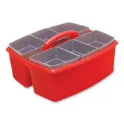 Storex 00981U02C Large Caddy With Sorting Cups, Red, 2/carton (stx00981u02c)