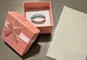 Signed Zuni Style Turquoise Blue Opal 925 Silver Band Ring Size 10 w/ Gift Box