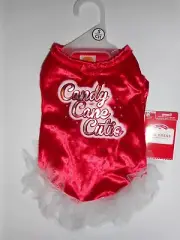 New Simply Dog Red Christmas Dog Sweater Hoodie Candy Cane Cutie Various Sizes