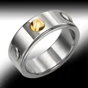 New Vero Vicenza Vomo Flat Head Two-Tone Ring - Size 6.5