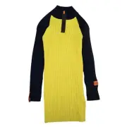 NWT HERON PRESTON Navy/Yellow Ribbed Knit Dress Size S $650