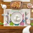 4Pcs Heat-resistant Easter Eggs Table Mat 30x45cm Dining Table Mat Table