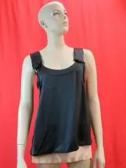 NWT MIU MIU PRADA MT753 BLACK SATIN RUCHED SLEEVELESS DRESS TANK TOP 42 ITALY