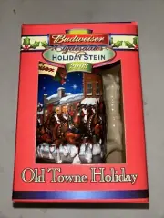Budweiser Clydesdale Holiday Stein 2003 Old Towne Holiday with COA, Original Box