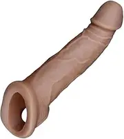 Silicone Penis Sleeve Extender Cock Ring with Anti-Slip Double Hole Design Delay Penis Rings Sex Toys with Vivid Glans and Veins for Men
