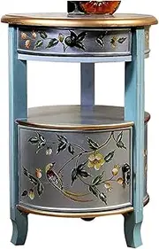 Side Table Retro Side Table, Round Light Luxury Coffee Table Sofa Side Table with Drawer and Storage Cabinet,Corner Table Simple End Table Tea Table for Living Room, Nightstand for Bedroom End Tables