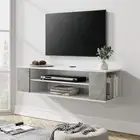 WAMPAT White Floating TV Stand Wall Mounted, Floating TV Shelf Entertainment ...