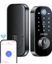 OKIBB Smart Lock w/ Built-in Wi-Fi App Remote Control, Fingerprint, Alexa IP54
