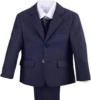 [Lito Angels] Boys Tweed Suit Formal Dress Wear Set Wedding Outfit with Blazer, Waistcoat & Tie, Modern Fit