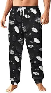 [Generic] Men's Sweatpants, Sophisticated Black Rugby Layout-126, Polyester Joggers, Sweatpants Jogging Pants for Workout Running