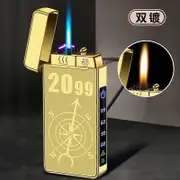 2024 New Metal USB Electric Windproof Lighter Jet Dual Plasma Arc Lighter Gas Electric Butane Rechargeable Pipe Cigar Lighter color01