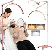 Lash Light for Eyelash Extensions Foldable Half Moon Light 360° Rotatable Led Floor Lamp with 4 Wheel Rolling Butterfly Base, Dimmable Esthetician Light for Tattoo,Nail Tech, Adjustable Height