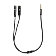 2Pcs 3.5mm Headphone Jack + Mic Audio Splitter Gold-Plated Extension Aux Cable Adapter for Mobile Phone