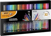 BIC Intensity Writing Felt Tip Fineliner Pen Set Fine and Medium Points Set Of 32- Assorted Colours, Gift Set, Adult Colouring, Bullet Journal, Art Supplies