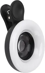Phone Lens Ring Light, 15x Macro Lens Adjustable Color Temperature Easy Installation Phone Clip on Ring Light for Photography (Color : Black)