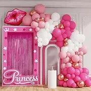 BBOSCH Barbie themed balloon chain rose red pink latex balloon set (127PCS)