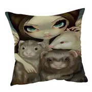 Angel with Ferrets Cushion Cover