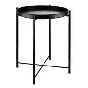 EKNITEY End Table,Folding Metal Side Table Waterproof Small Coffee Black