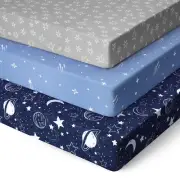 Pack and Play Sheets Fitted 3 Pack, Mini Crib Sheets for Pack N Play Mattress St