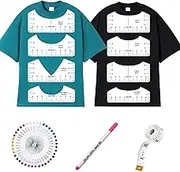 9Pcs Tshirt Ruler Guide for Vinyl Alignment,PVC Tee Measurement Template,Front and Back Measurement for Cricut Heat Press HTV Heat Transfer Vinyl,T-Shirt Ruler Guide Alignment Tool to Center Vinyl