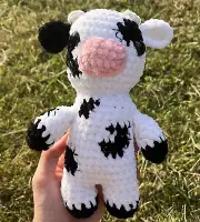 Crochet Amigurumi Cow Plushie- Handmade