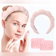 NEW - PINK Sponge Spa Headband & Wrist Cuffs - Terry Towel Fabric