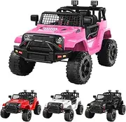 ALFORDSON Kids Ride On Car 12V Dual Motors, Remote Control Car Eletric with Music Player, LED Headlight Tail Lights, Ride-on Car Design Vehicle SUV Toy, Pink