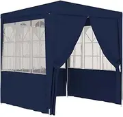 vidaXL Professional Party Tent with Side Walls - 2x2 Meter Blue Marquee with UV & Water Resistant Polyethylene Material and Steel Frame for Outdoor Gatherings