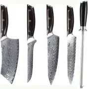 5x Japanese Chef Knife Bread Cleaver Boning Knife VG10 Damascus Knife Sharpening